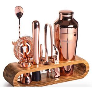 Mixology & Craft 10 Piece Mixology Bartender Kit: Bamboo Copper Set